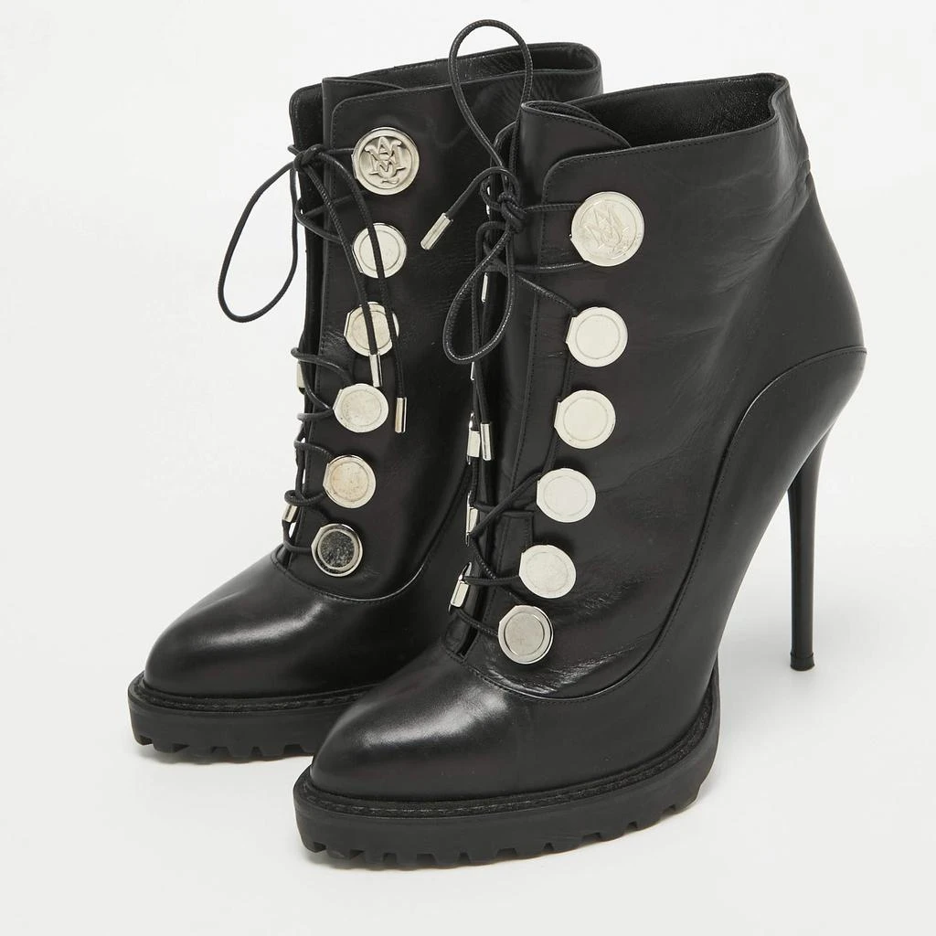商品[二手商品] Alexander McQueen|Alexander McQueen Black Leather Lace Up Platform Ankle Boots Size 40,价格¥3163,第2张图片详细描述