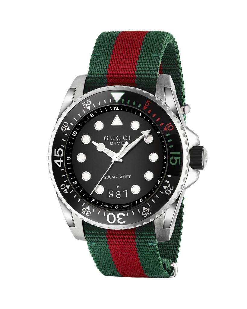 45mm Gucci Dive Watch w/ Nylon Web Strap商品第1张图片规格展示