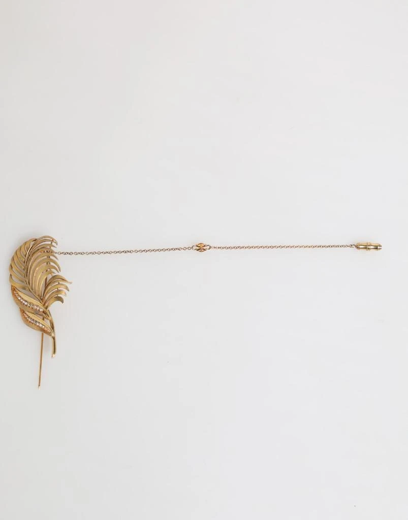 商品Dolce & Gabbana|Dolce & Gabbana Gold Tone Leaf 925 Sterling Silver Crystal Chain Brooch,价格¥2834,第4张图片详细描述