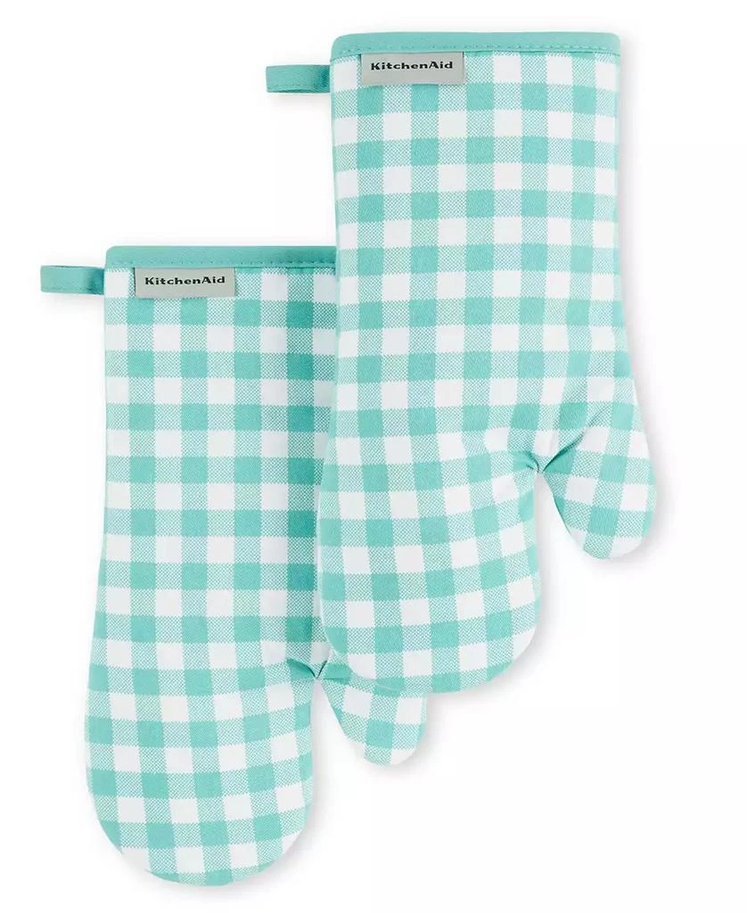 商品KitchenAid|Gingham Oven Mitt 2-Pack Set, 7" x 13",价格¥299,第1张图片