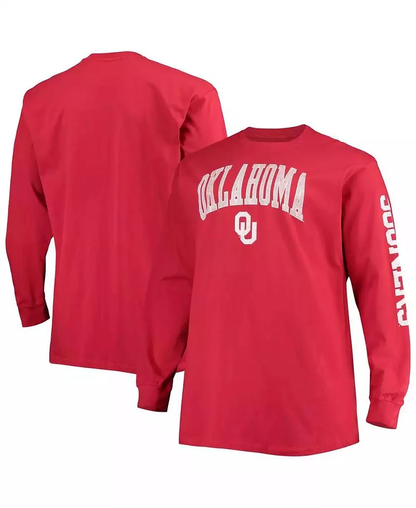 商品CHAMPION|Men's Crimson Oklahoma Sooners Big and Tall 2-Hit Long Sleeve T-shirt,价格¥225,第2张图片详细描述