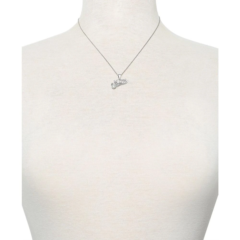 商品Belle de Mer|Cultured Freshwater Button Pearl (5mm) & Cubic Zirconia Mom 18" Pendant Necklace in Sterling Silver,价格¥473,第2张图片详细描述