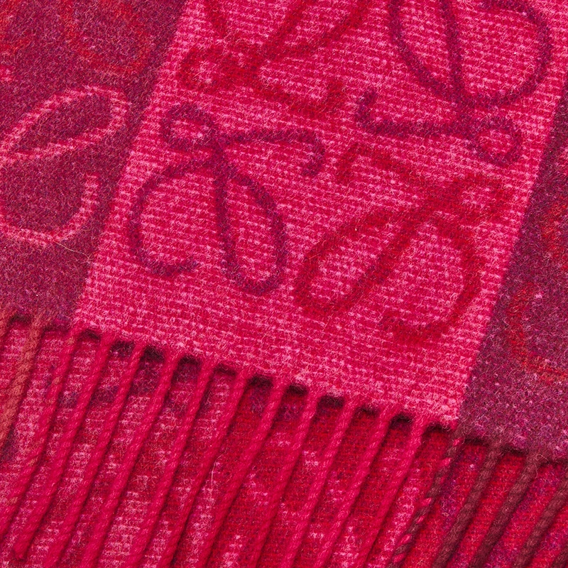 LOEWE/罗意威23新款 男女红色羊毛和羊绒棋盘格围巾 商品