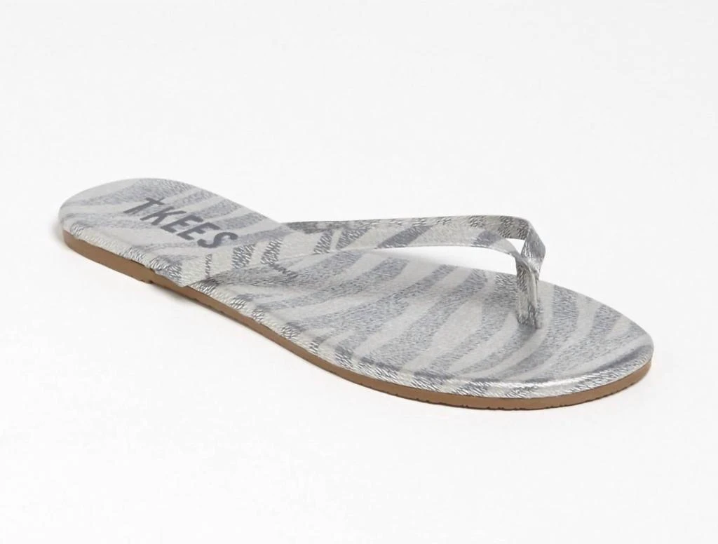商品Tkees|Leather Flip Flops In Silver Zebra,价格¥276,第2张图片详细描述