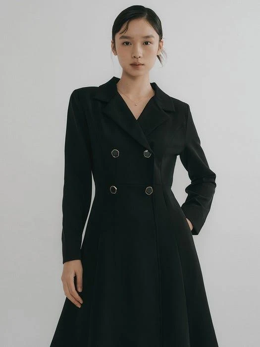 商品REORG|Oson Classic Double Button Dress_Black,价格¥1106,第3张图片详细描述