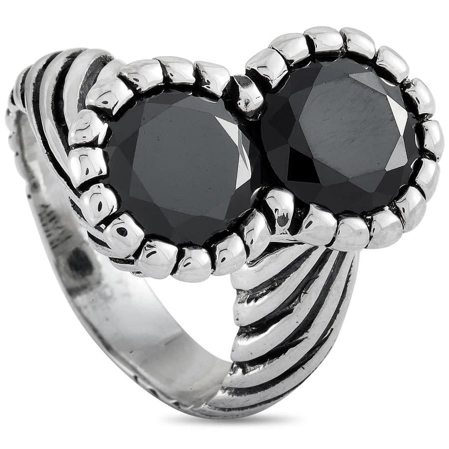 商品King Baby|Silver and Black Cubic Zirconia Twisted Pattern Ring,价格¥1077,第1张图片