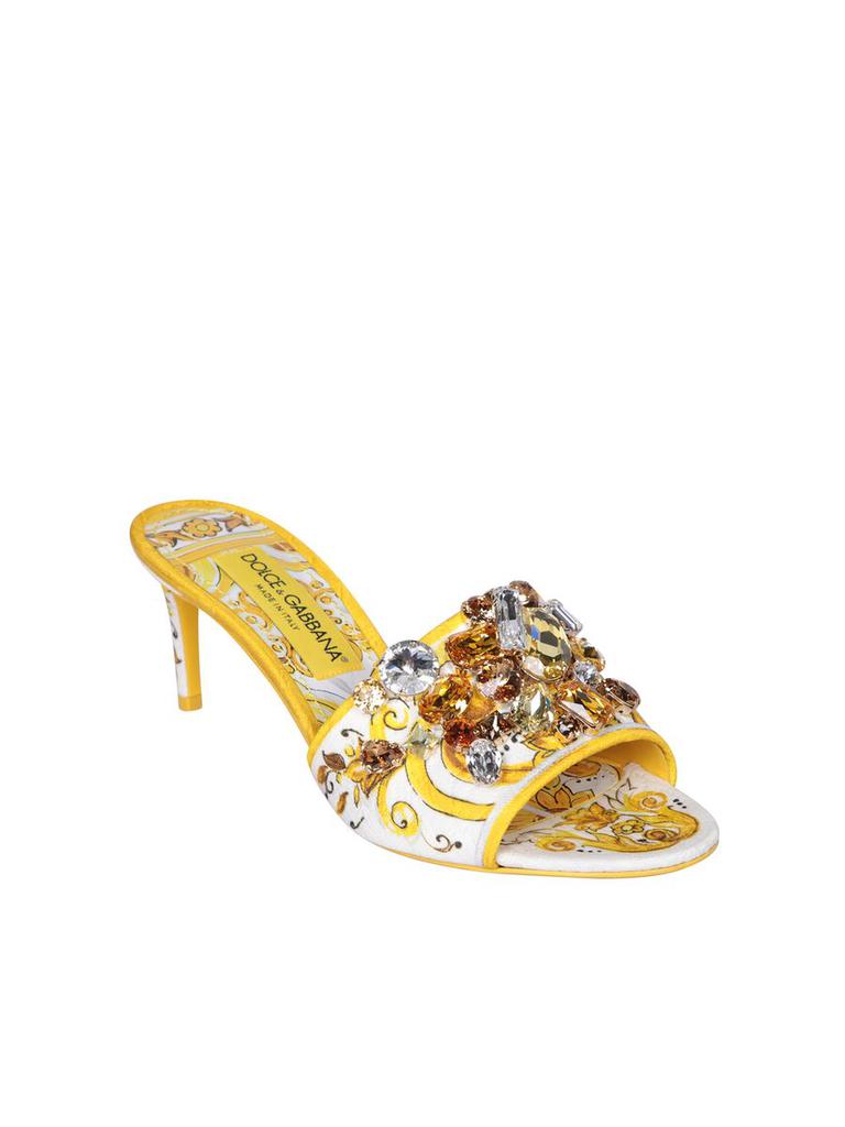 サンダル・ミュール Dolce & Gabbana SANDAL (CR1550AN191 8E744) Satin sandals with fusible rhinestones in Grey for Women