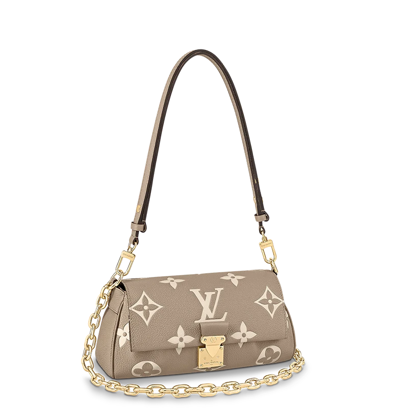 商品Louis Vuitton|【预售3-7天】路易威登FAVORITE系列女士大象灰/奶白色双色老花压纹粒面牛皮金扣金链单肩斜跨手提链条包M45836,价格¥21598,第1张图片