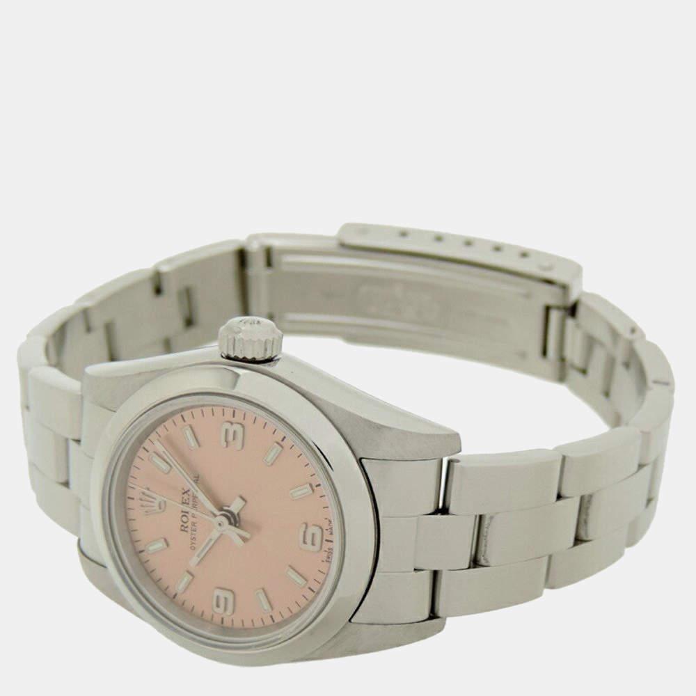 Rolex Pink Stainless Steel Oyster Perpetual 76080 Automatic Women's Wristwatch 24 mm商品第2张图片规格展示