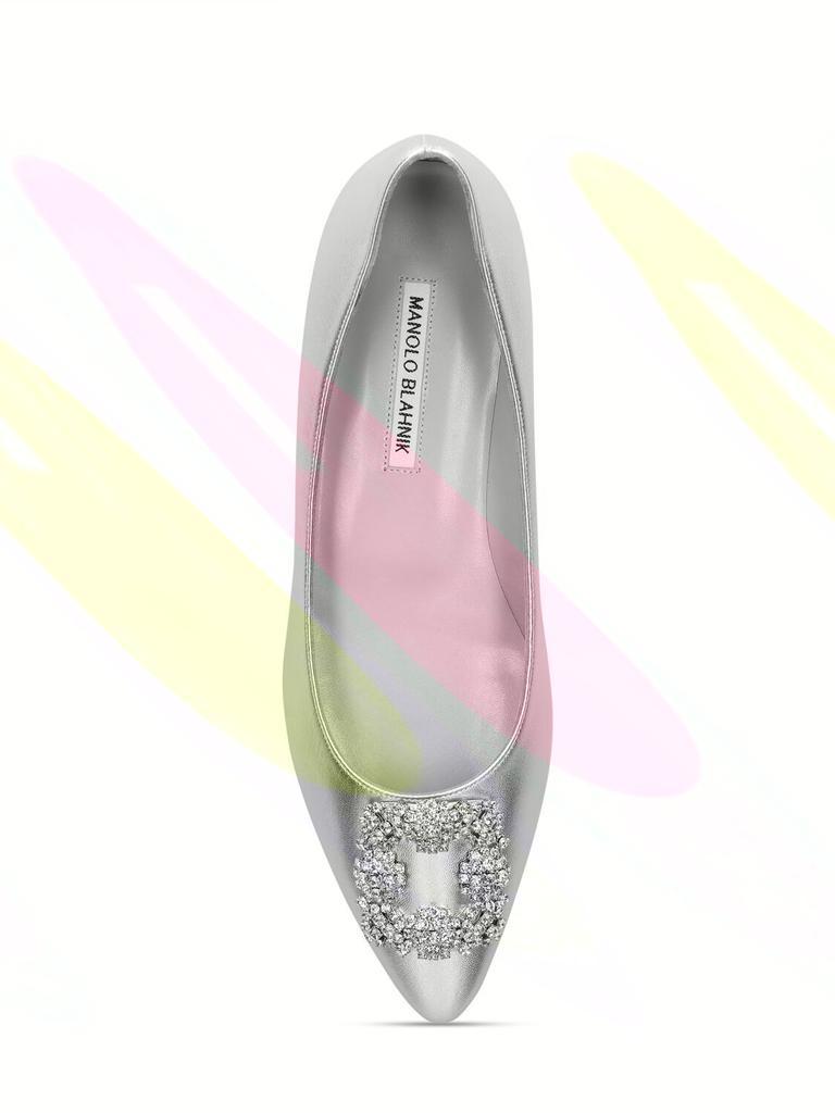 商品Manolo Blahnik|10mm Hangisiflat Leather Ballerinas,价格¥8956,第4张图片详细描述