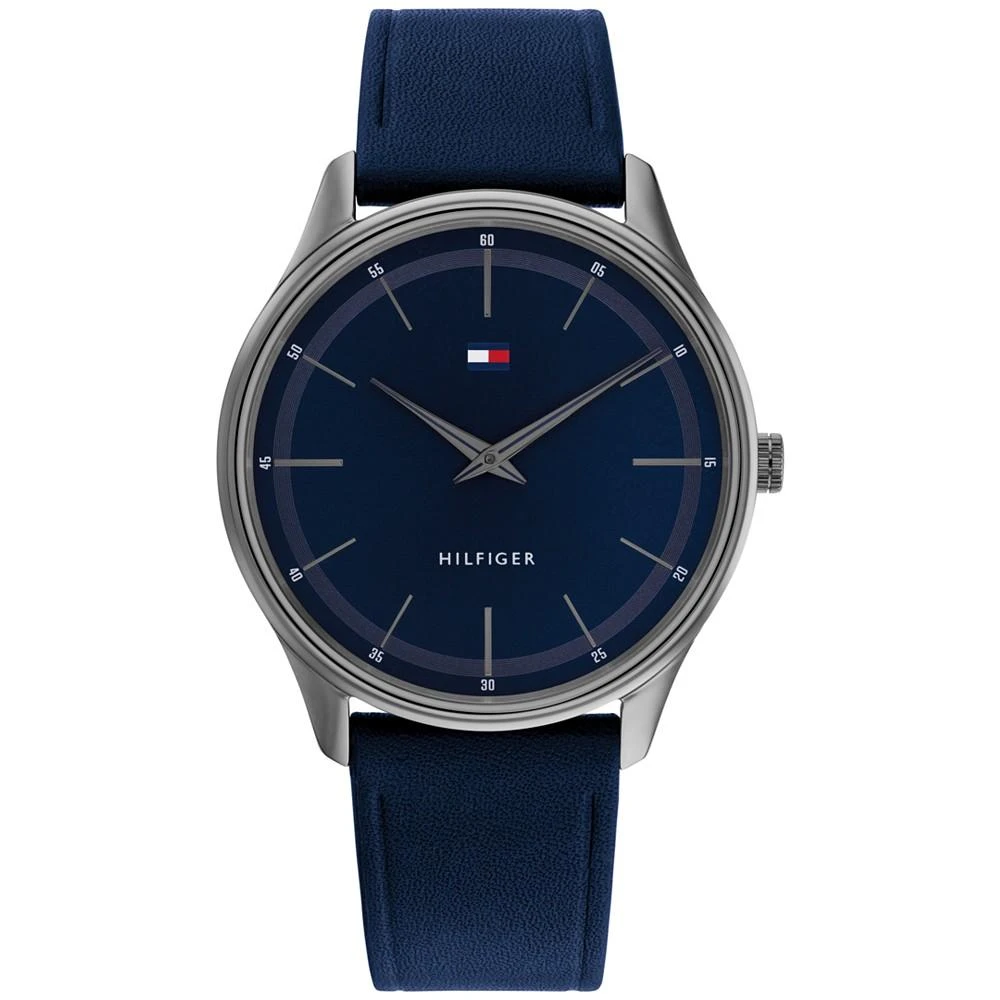商品Tommy Hilfiger|Men's Blue Leather Strap Watch 40mm,价格¥810,第1张图片
