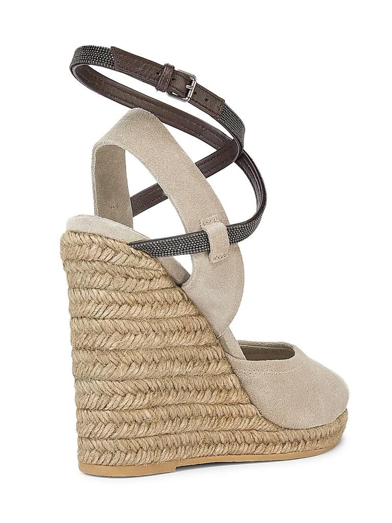 商品Brunello Cucinelli|80MM Monili-Embellished Suede Espadrille Wedge Pumps,价格¥10319,第3张图片详细描述