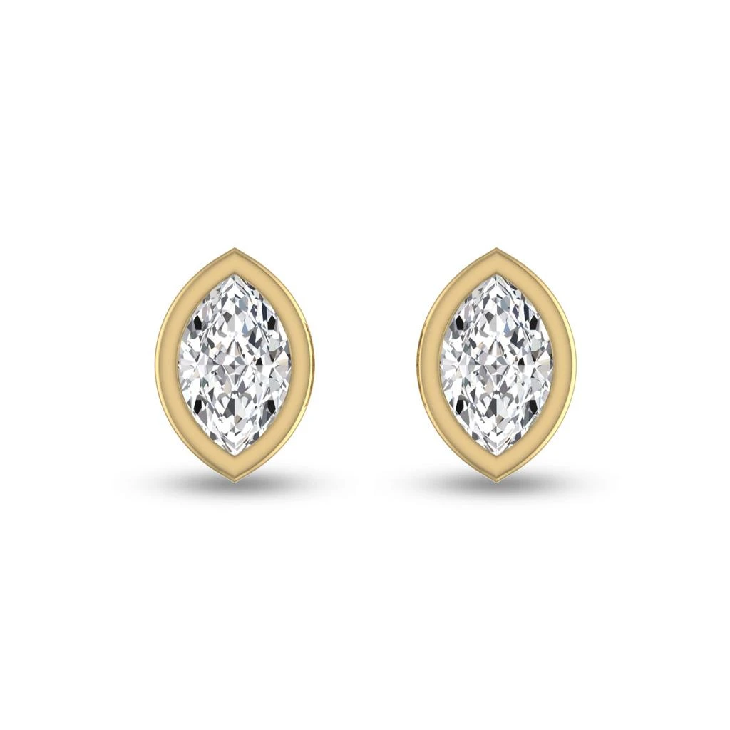 商品SSELECTS|Lab Grown 1/2 Carat Marquise Bezel Set Diamond Solitaire Earrings In 14k Yellow Gold,价格¥6598,第1张图片