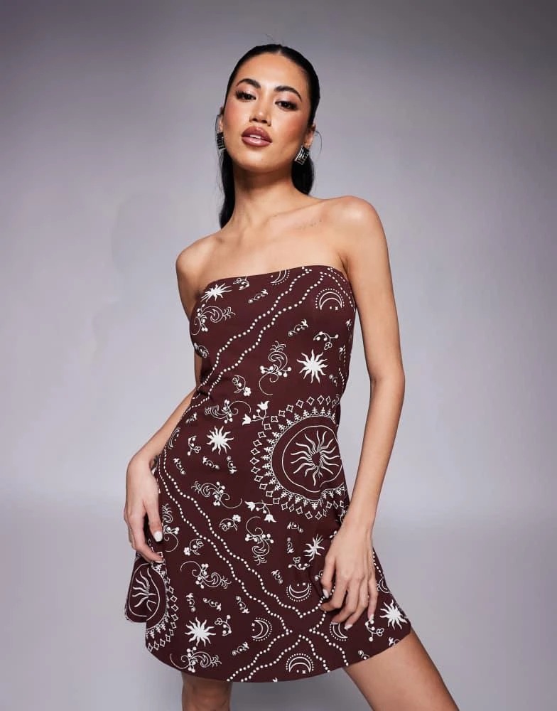 商品ASOS|ASOS DESIGN bandeau mini swing dress in bandanna print,价格¥125,第1张图片
