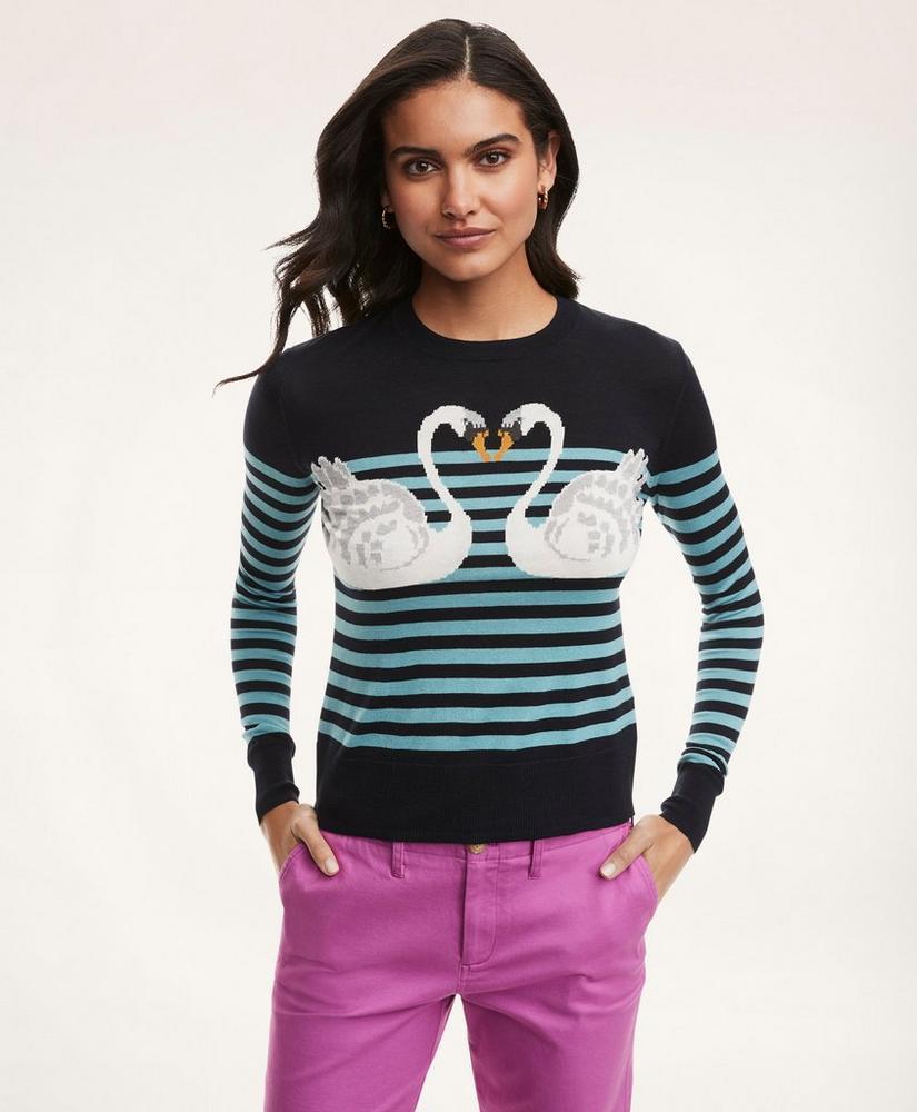 商品Brooks Brothers|Silk Cotton Mariner Striped Swan Sweater,价格¥524,第1张图片