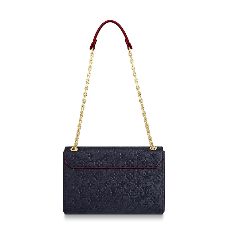 预售10天 Louis Vuitton/路易威登 22春夏新款Vavin系列 女士小号海军蓝老花压花牛皮革红色细节饰边金扣金链翻盖开合单肩斜挎链条包M52271 商品