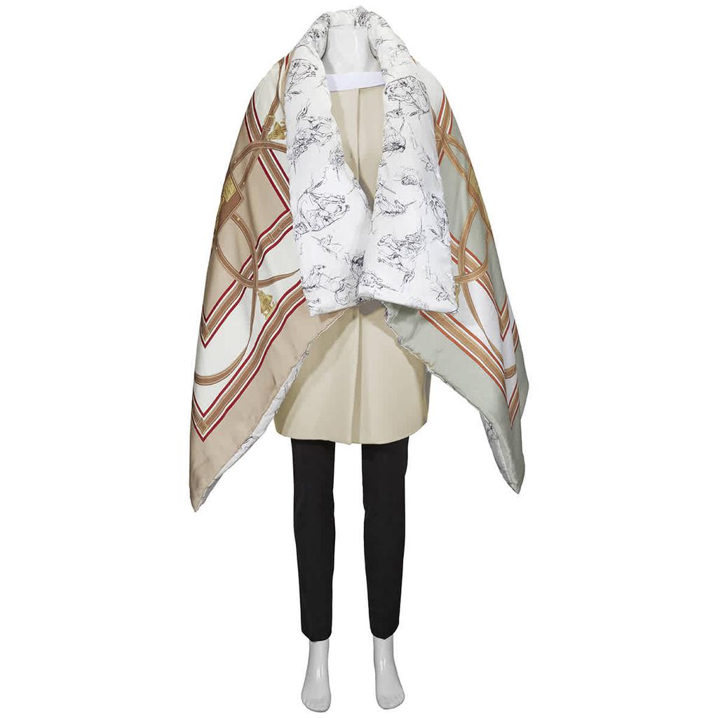 Unicorn Sketch Print Silk Satin Oversized Puffer Cape商品第1张图片规格展示