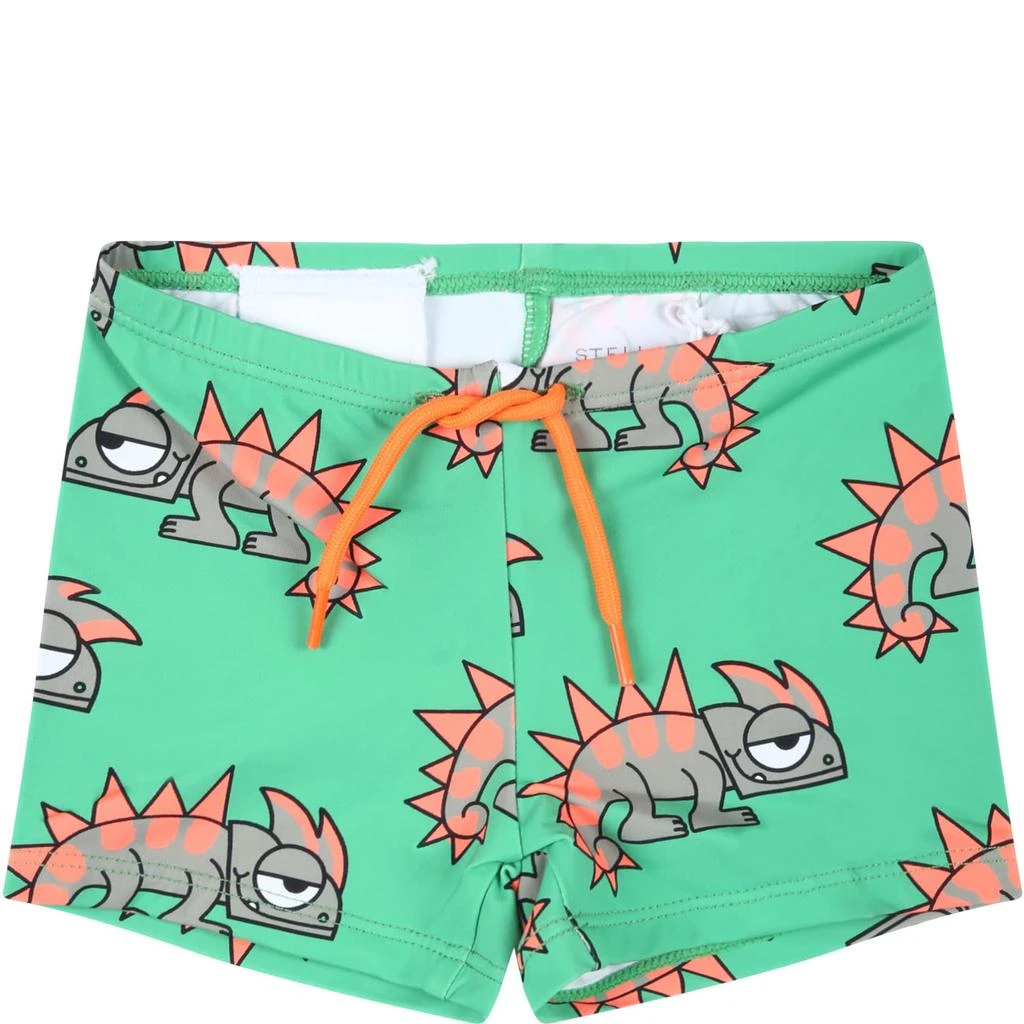 商品Stella McCartney|Green Swim-trunks For Baby Boy With Chameleons,价格¥594,第1张图片
