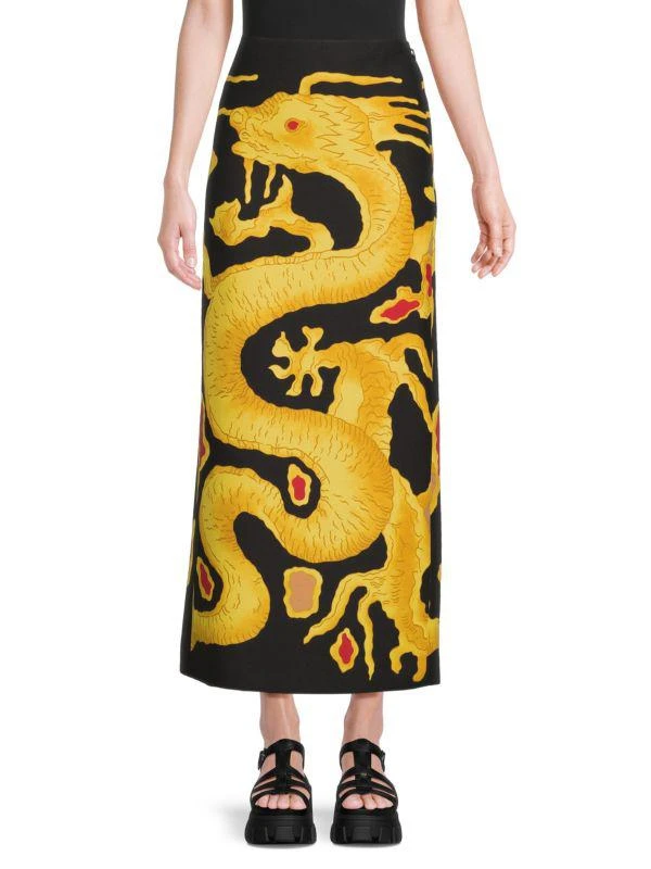 商品Valentino|Dragon Print Virgin Wool & Silk Maxi Skirt,价格¥4144,第1张图片