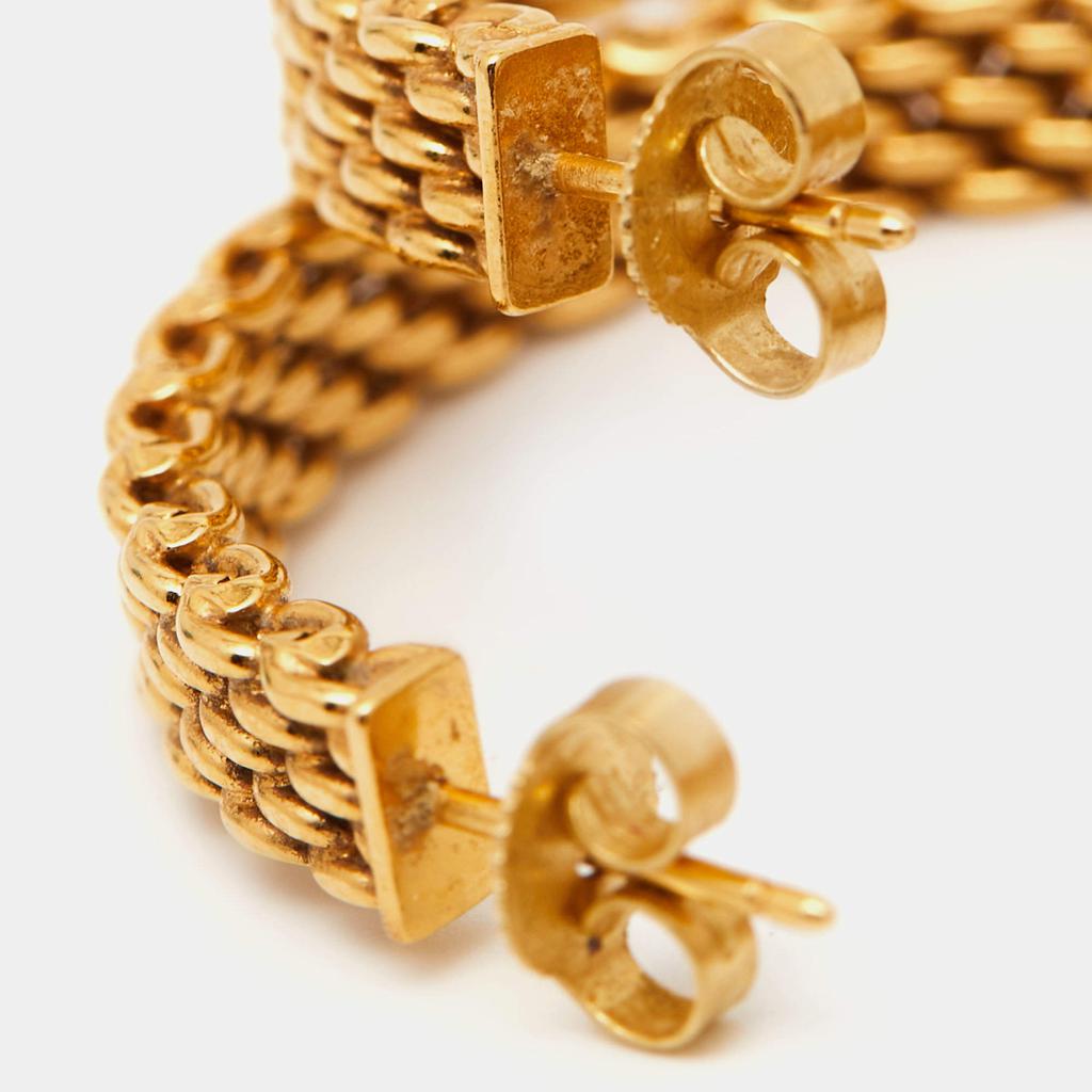 Tiffany & Co. Somerset Mesh 18k Yellow Gold Hoop Earrings商品第6张图片规格展示
