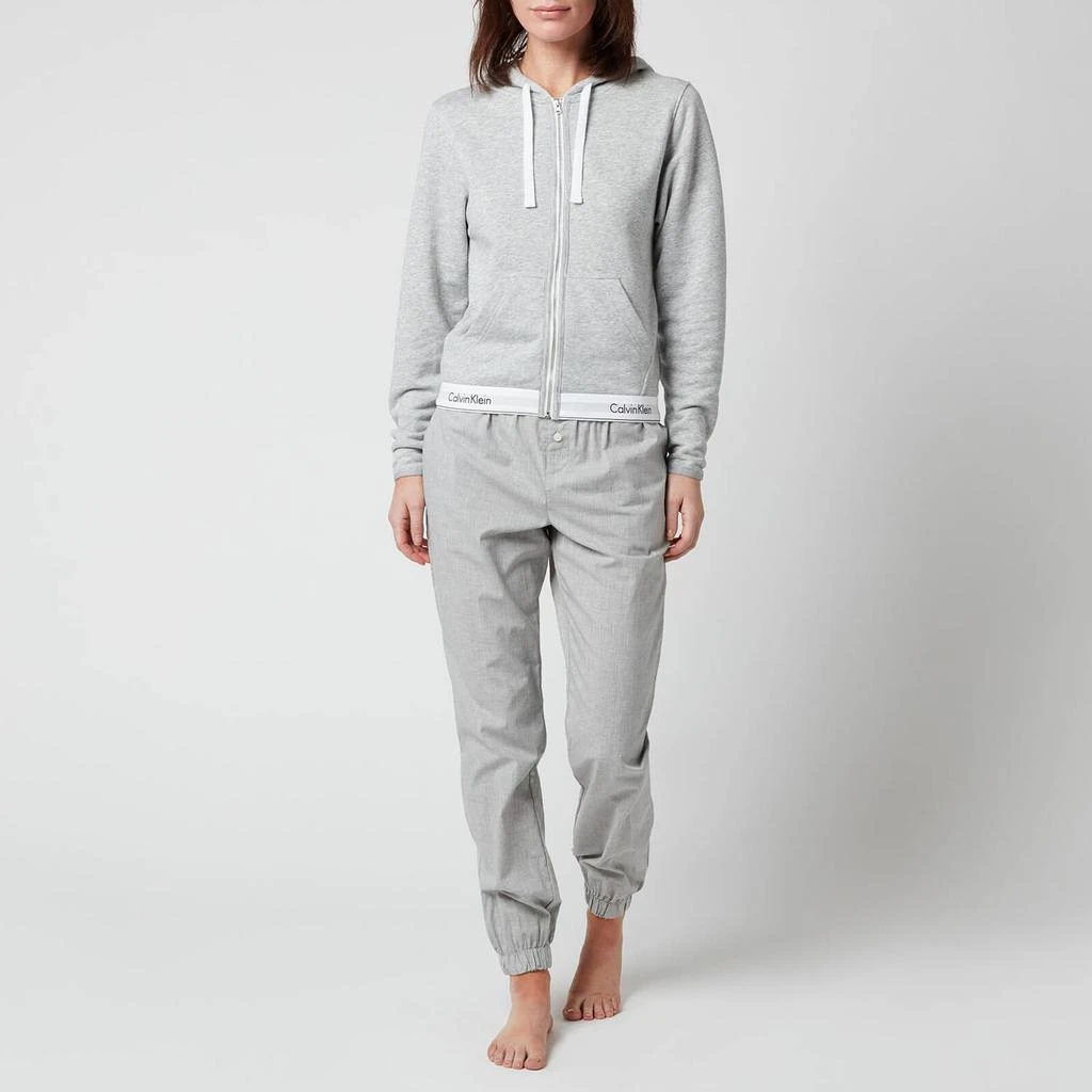 商品Calvin Klein|Calvin Klein Women's Modern Cotton Zip Hoodie - Grey Heather,价格¥331,第3张图片详细描述