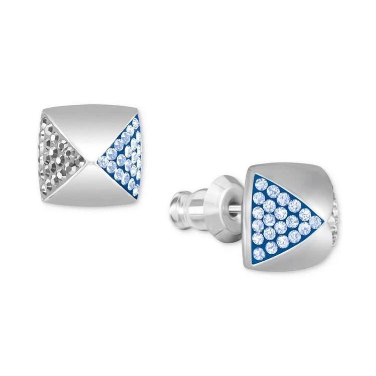 商品Swarovski|Silver-Tone Clear and Light Blue Crystal Square Stud Earrings,价格¥519,第2张图片详细描述