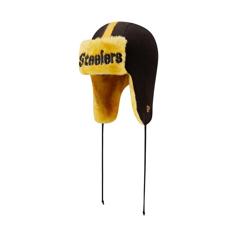 Men's Black Pittsburgh Steelers Helmet Head Trapper Knit Hat商品第1张图片规格展示