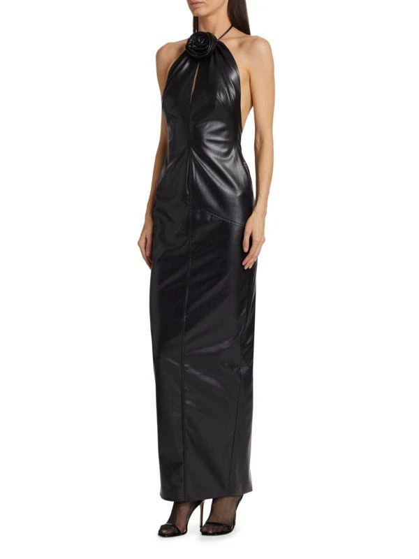 商品Ronny Kobo|Danz Faux Leather Appliqué Column Gown,价格¥1761,第3张图片详细描述