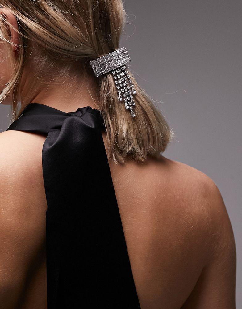 商品Topshop|Topshop crystal barette hair clip in silver,价格¥123,第1张图片