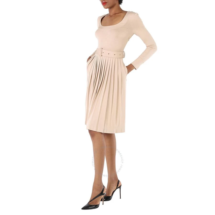 商品Burberry|Teddy Beige Long-sleeve Pleated Dress,价格¥14604,第3张图片详细描述