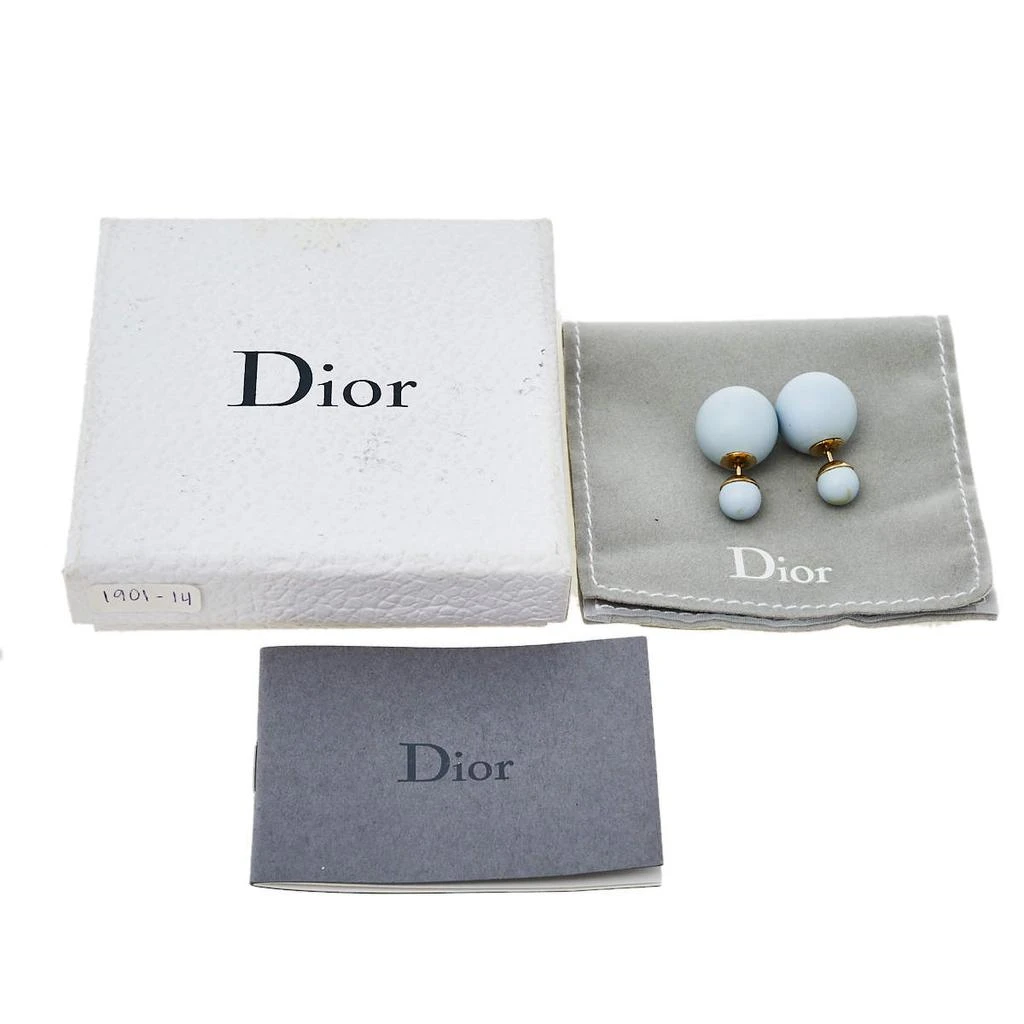 Dior Tribales Powder Blue Matte Gold Tone Stud Earrings 商品