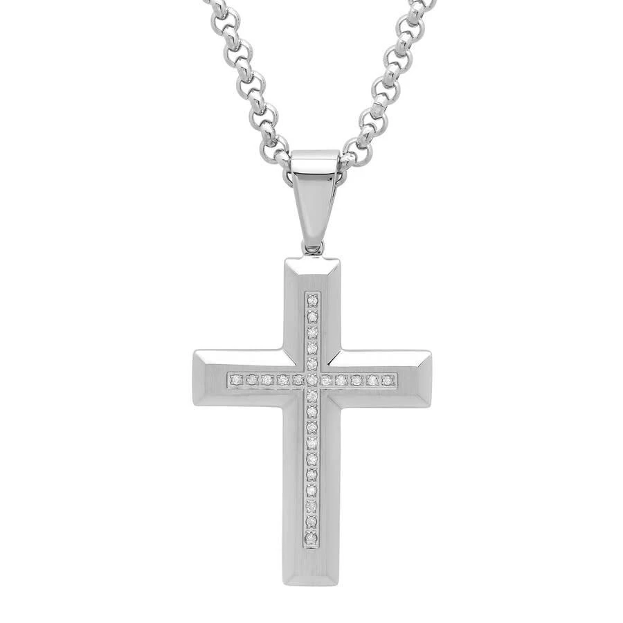 商品Robert Alton|1/8CTW Diamond Stainless Steel Cross Pendant,价格¥1356,第1张图片