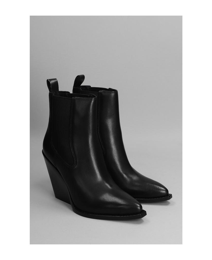 Bowie Texan Ankle Boots In Black Leather商品第2张图片规格展示
