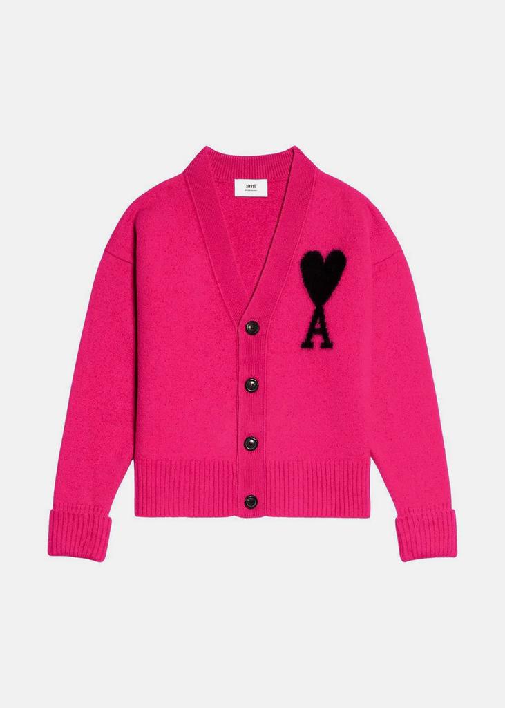AMI Alexandre Mattiussi Pink Ami De Coeur Cardigan商品第1张图片规格展示