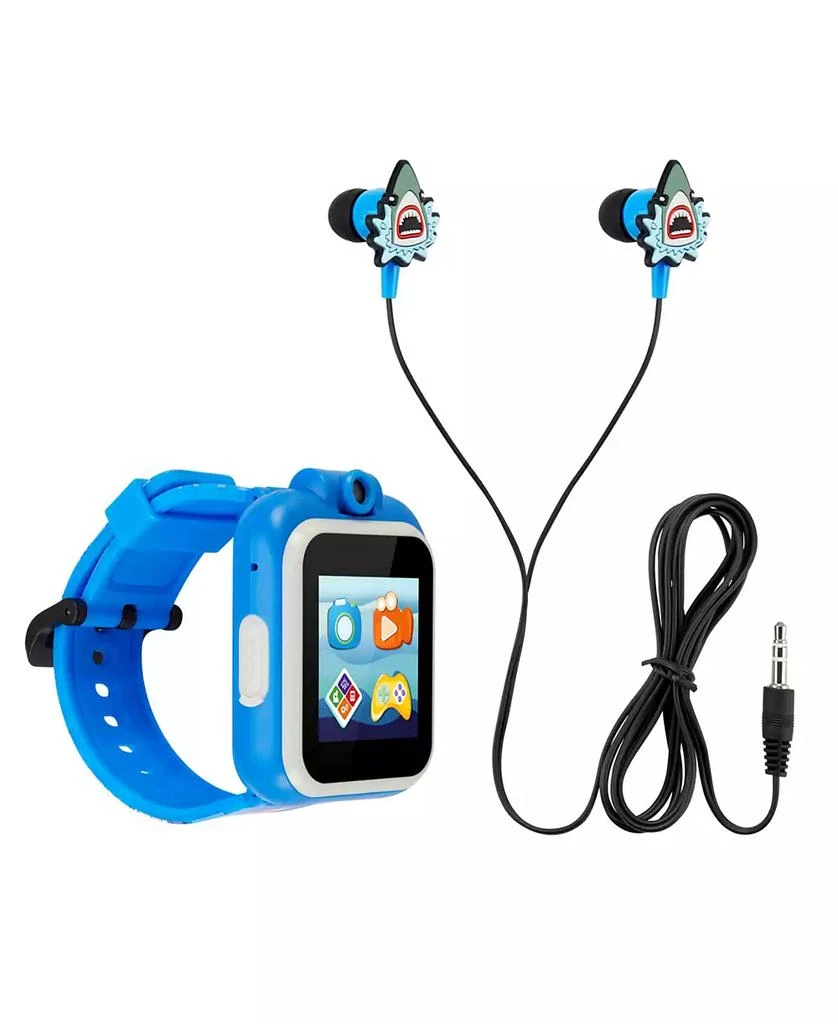 商品Playzoom|Kid's Blue Shark Silicone Strap Touchscreen Smart Watch 42mm with Earbuds Gift Set,价格¥150,第3张图片详细描述