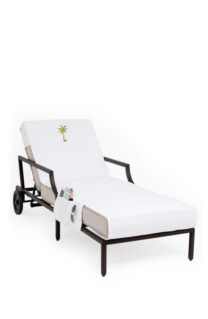 商品Linum Home Textiles|100% Turkish Cotton Palm Tree Embroidered Standard Size Chaise Lounge Cover With Side Pockets - White,价格¥691,第4张图片详细描述