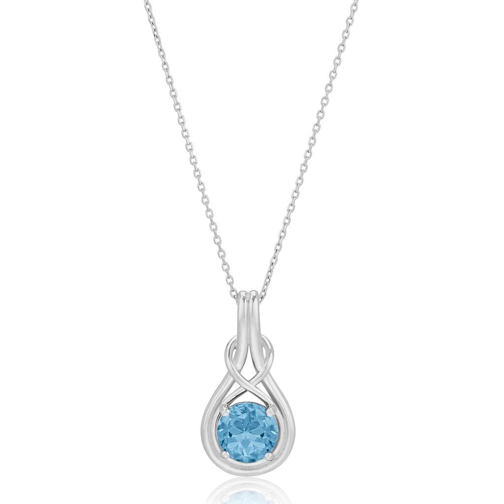 商品MAX + STONE|14K White Gold 7mm Round Gemstone Solitary Infinity Knot Pendant, 18 inch Cable Chain,价格¥1993,第1张图片
