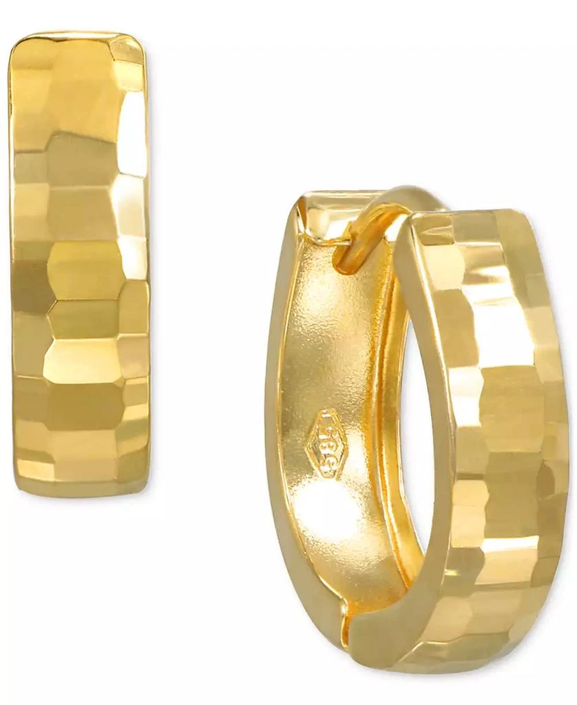 商品Macy's|Mirror Texture Wide Oval Small Huggie Hoop Earrings in 10k Gold, 1/2",价格¥922,第1张图片