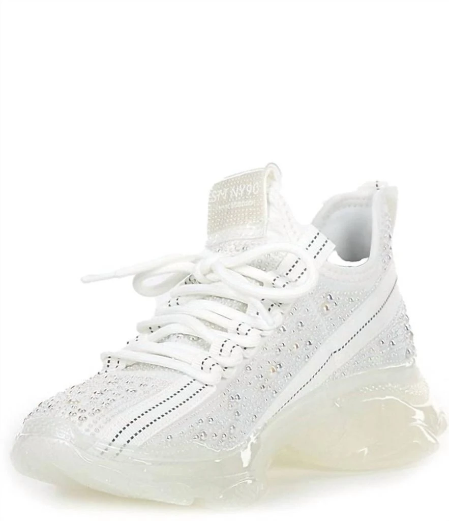 商品Steve Madden|Maxima-P Pearl Embellished Chunky Platform Retro Sneakers In White,价格¥583,第3张图片详细描述