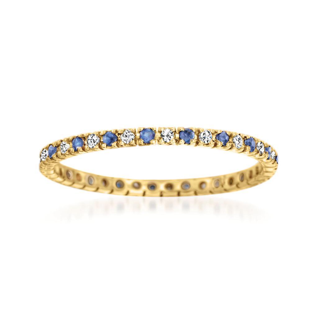 商品Ross-Simons|Ross-Simons Sapphire and . Diamond Eternity Band Ring in 14kt Yellow Gold,价格¥2168,第1张图片