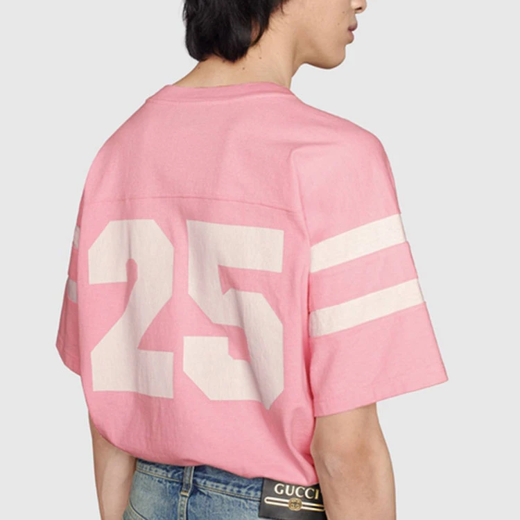 商品[国内直发] Gucci|古驰  圆领印花短袖  插肩袖T恤 男女同款 粉色,价格¥2229,第7张图片详细描述