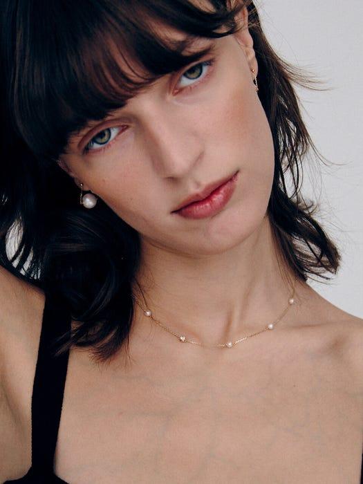 14K Freshwater Pearl Station Necklace商品第1张图片规格展示