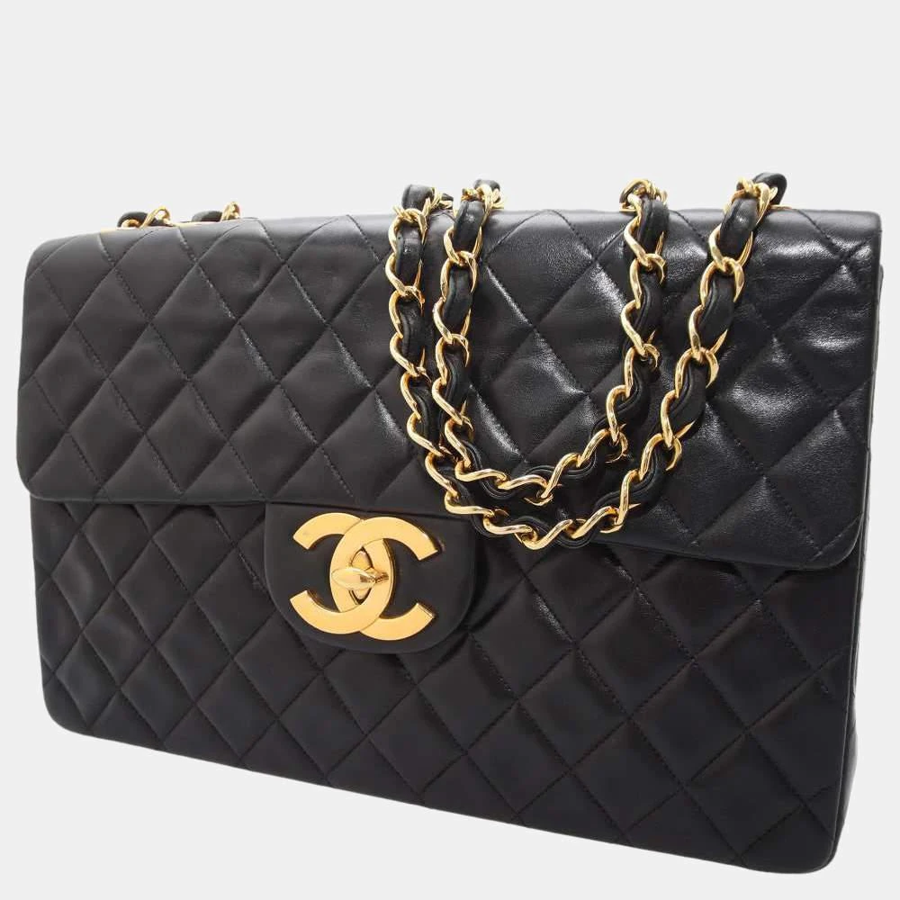 商品[二手商品] Chanel|Chanel Black Lambskin Leather Vintage Flap Bag,价格¥37922,第1张图片