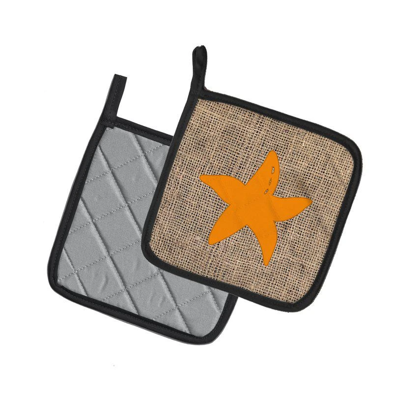 商品Caroline's Treasures|Starfish Burlap and Orange BB1100 Pair of Pot Holders,价格¥170,第2张图片详细描述