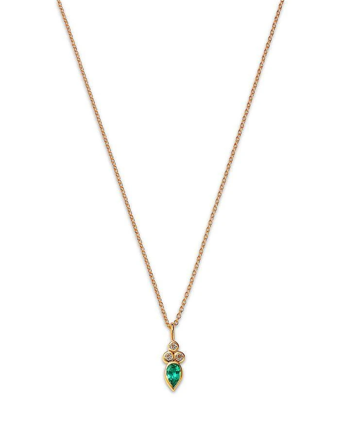 商品Moon & Meadow|14K Yellow Gold Italy Emerald & White Topaz Bezel Pendant Necklace, 16-18" - Exclusive,价格¥10966,第1张图片详细描述