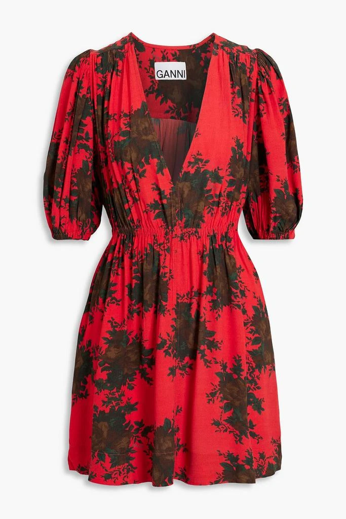 商品Ganni|Floral-print crepe mini dress,价格¥874,第3张图片详细描述