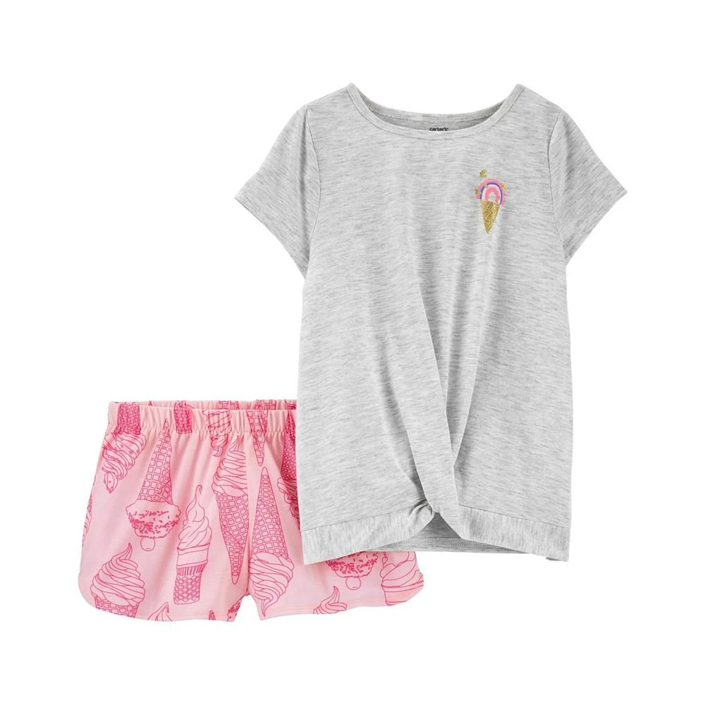 商品Carter's|Little Girls 2-Piece Ice Cream Loose Fit T-shirt and Shorts Pajama Set,价格¥113,第1张图片