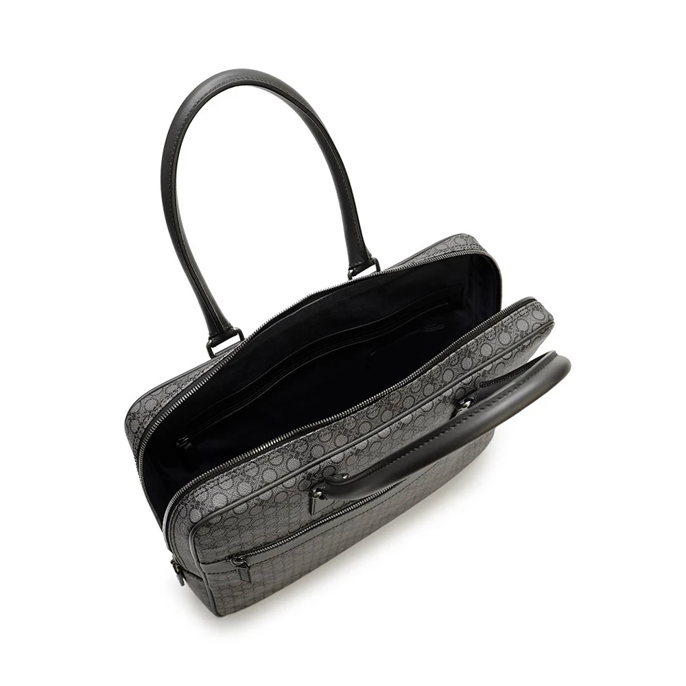 SALVATORE FERRAGAMO 男士灰色圆点中号手提包 24-9777-606169 商品