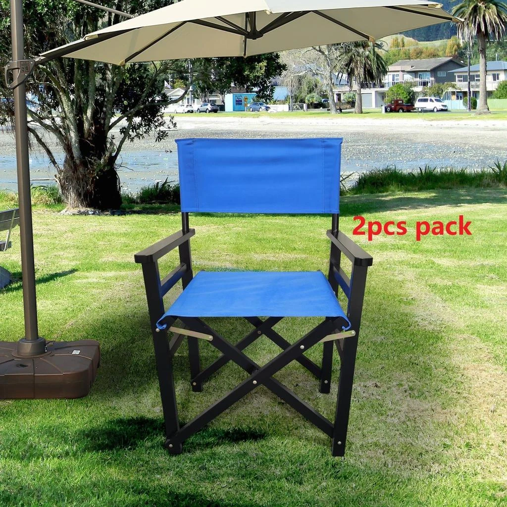 商品Simplie Fun|Folding Chair Wooden Director Chair Canvas Folding Chair Folding Chair 2pcs/set,价格¥1518,第2张图片详细描述