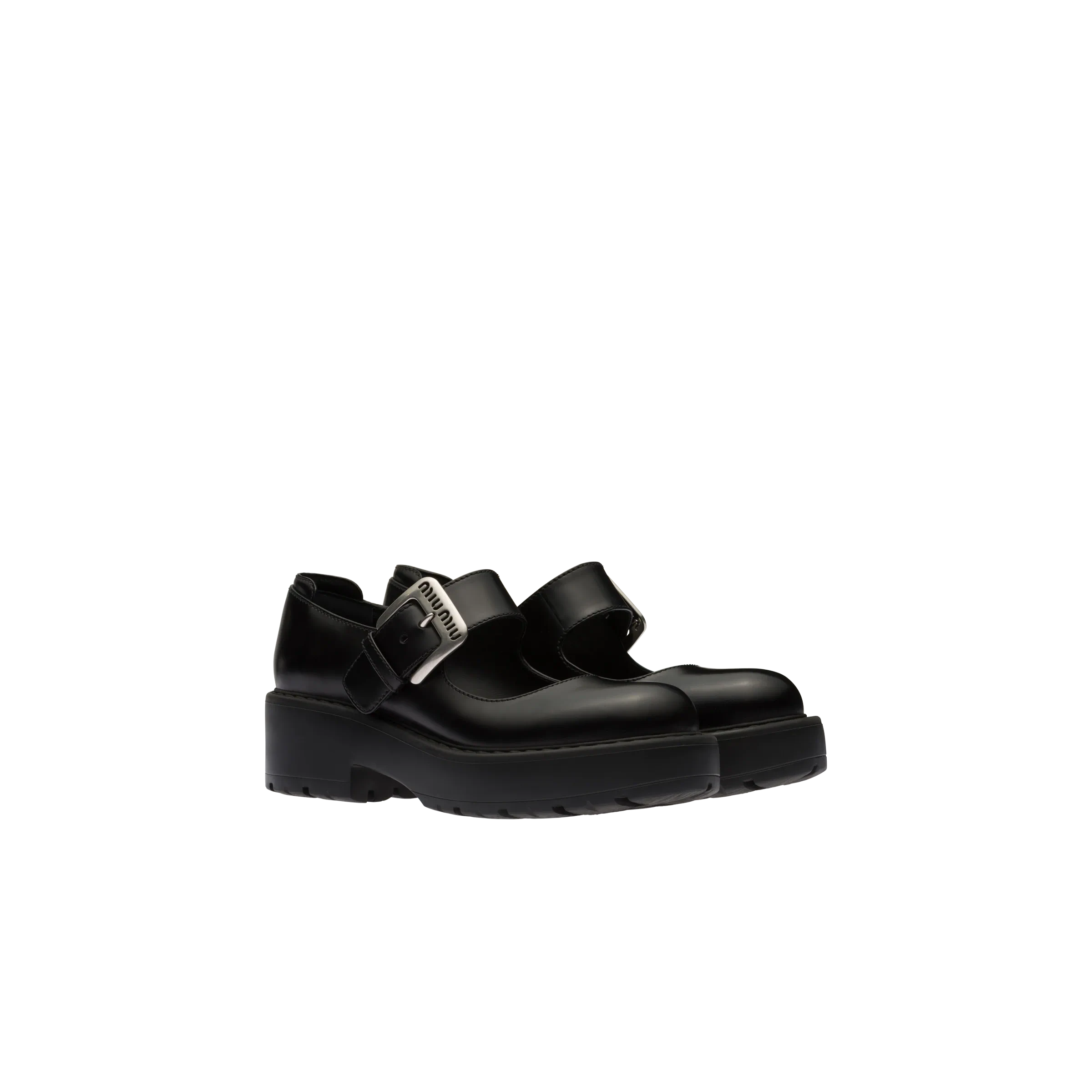 【预售】 缪缪 24秋冬 女士 厚底鞋 Ballerines en cuir 5F786D_B4L_F0002_F_DX55 商品